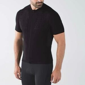Lululemon Sea to Sky Cycling Jersey Men’s Medium Black Full Zip UPF 50+
